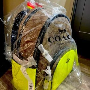 Coach court backpack - neon colorblock. SOLD OUT EVERYWHERE coach neon backpack